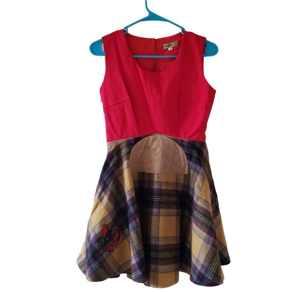 NWOT FC Lucid Retro Red & Plaid Schoolgirl Dress sz m - Picture 3 of 10